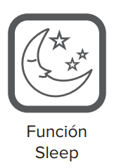 Modo Sleep para un descanso más confortable El equipo incorpora modo Sleep, una función pensada para mejorar el confort durante la noche. Este modo ajusta progresivamente el funcionamiento del aire acondicionado para evitar cambios bruscos de temperatura mientras duermes. Además de mejorar el descanso, el modo Sleep ayuda a reducir el consumo energético durante las horas nocturnas, cuando no es necesario que el equipo trabaje a máxima potencia.